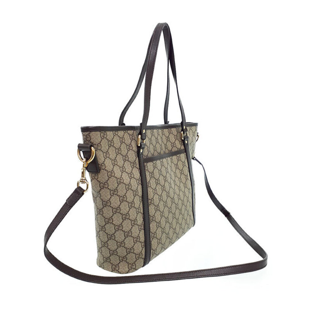 Gucci Beige Canvas Tote Brown Ebony Joy Supreme GG Bag